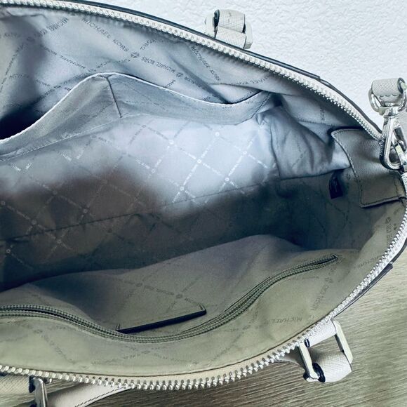 Michael Kors Gray Silver Large Crossbody Satchel Shoulder Bag Purse - Picture 6 of 8
